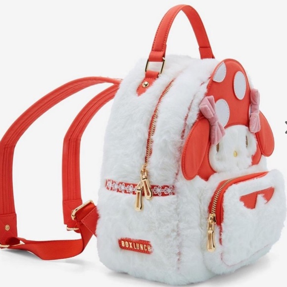 Sanrio My Melody Mushroom fuzzy Backpack Bag Purse Hello Kitty NWT main image 10